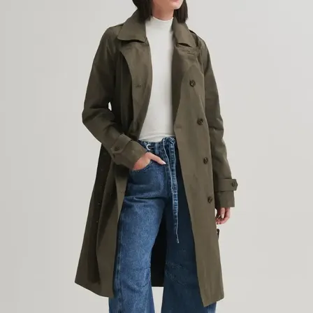 Trench Manhattan Largo Sastrero Mujer Sweet Verde L