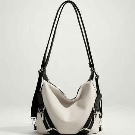 Bolso/mochila Convertible 2 En 1 Para Mujer Urbana Crema Crema Sintético (vegano)