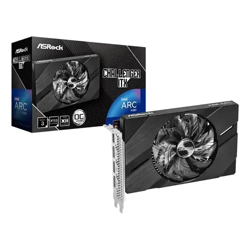 Placa de Video ASRock Intel Arc A380 Challenger ITX 6GB GDDR6 96Bit 0dB Fan HDMI 3xDP PCIe 4.0 A380 CLI 6GO