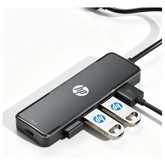 Hub Usb Hp 5 Puertos Para Notebook Negro