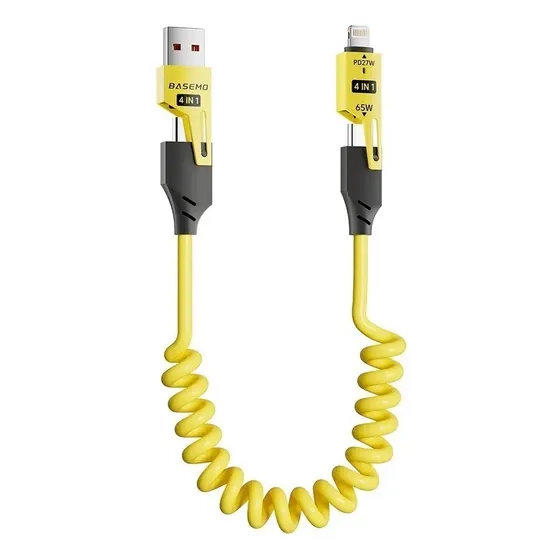 Cable De Datos Espiral Retráctil 4 En 1 Carga Rápida 65w