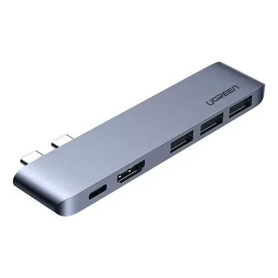 Ugreen 60559 Hub Para Macbook Pro Air Dual Usb C 5 En 1 Hdmi Thunderbolt3 Color Plateado