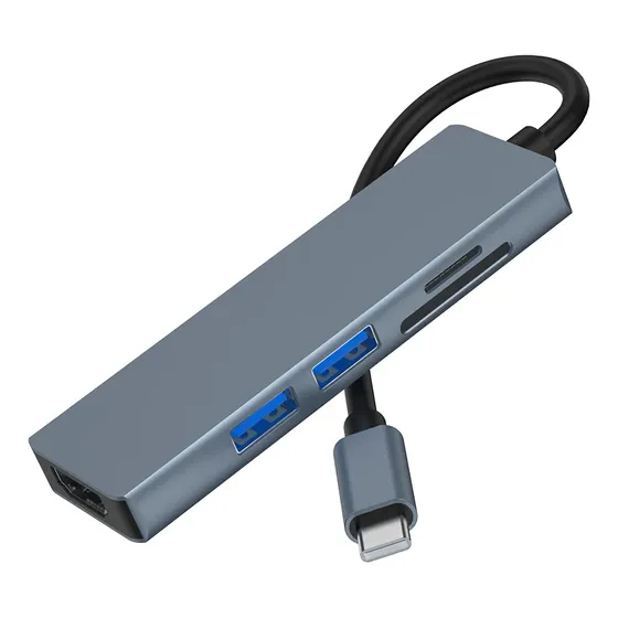 Hub Usb C 5 En 1 Hdmi 4k Sd Tf Usb A Gris