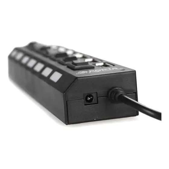 Hub Múltiple Usb 2.0 De 7 Puertos Con Adaptador Alto Encendi