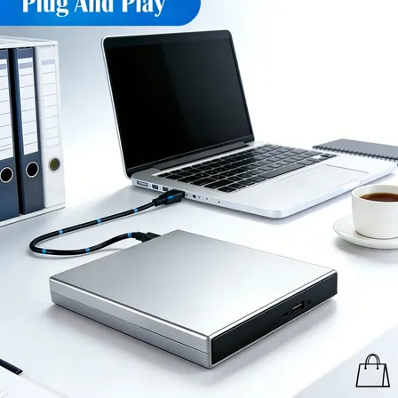 Lectora Externa Usb Dvd Cd Plug And Play Para Pc Plateado