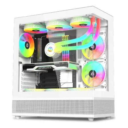 Gabinete Gamer Solarmax Cm W930 3 Coolers Rgb Color Blanco