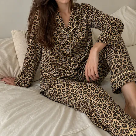 Pijama Mujer Manga Larga Camisa Y Pantalón Art 3484 Animal Print Xxl ( L Acá)