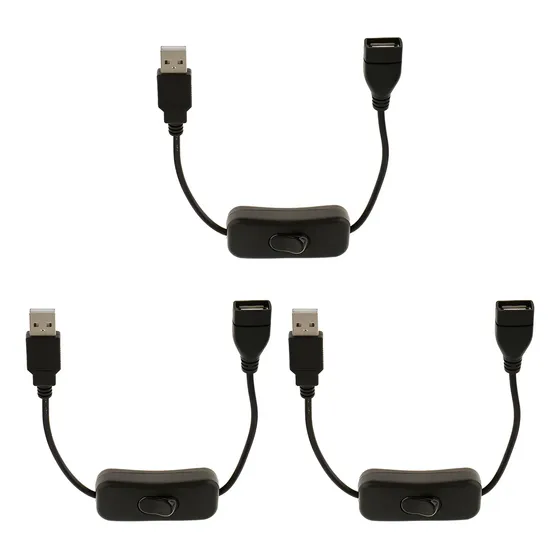 3x Cable Alargador Usb A Macho A Hembra Con Interruptor