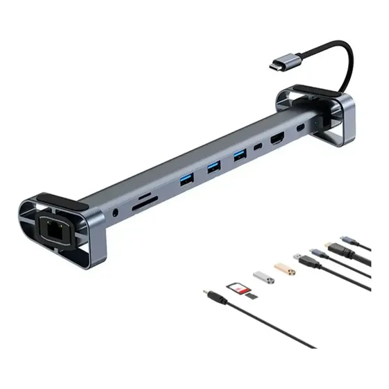 Adaptador Hub Puerto Tipo-c A 10 En 1 Para Notebook Soporte