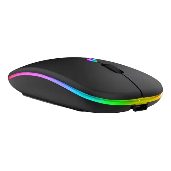 Mouse Inalámbrico Gamer Rudolph Tech Recargable LED RGB 10 Botones Ambidiestro