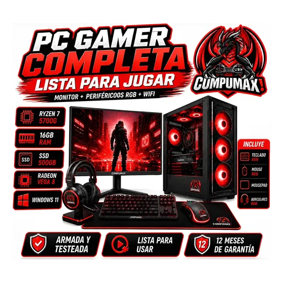 Pc Gamer Ryzen 7 5700g 16gb Ssd 500gb Wifi Monitor 22 80+