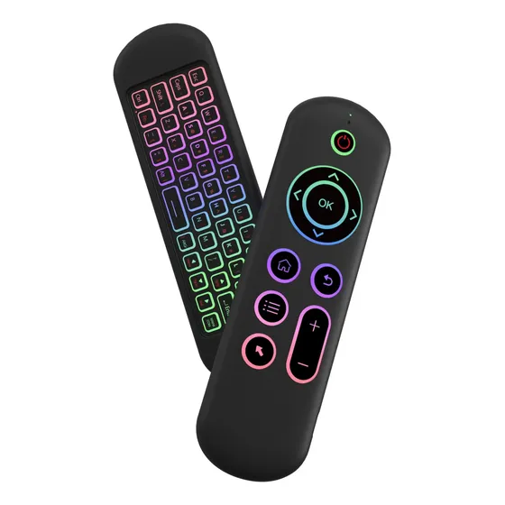 Control Remoto Air Mouse Con Teclado Y Luz Rgb Giroscopio Tv
