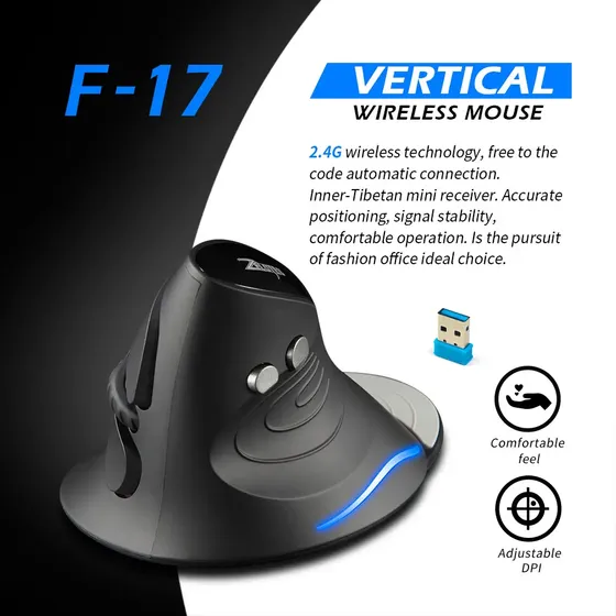 Mouse Ergonómico 2.4g Con Reposamuñeca Dpi Ajustable 2400