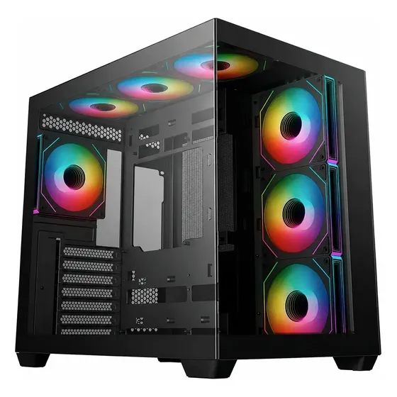 Gabinete Deepcool Cg530 Doble Cámara 7 Coolers Argb Pwm ! Negro