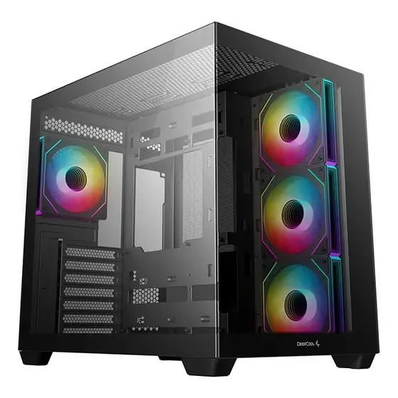 Gabinete Deepcool CG530 4F Mid Tower Panorámico para Mother ATX con 4 Coolers ARGB
