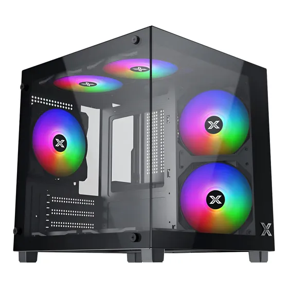 Gabinete Gamer Xigmatek Aqua Nano Ii Arctic M-atx 7 X Fan Negro