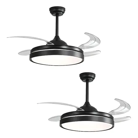 Combo 2 Ventiladores Retractil De Techo Aspas Transparentes 1.15 M Negro Transparente Plástico 4