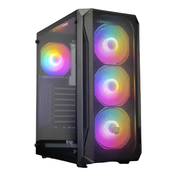 Gabinete Gamer Fury SH4F Negro ATX Vidrio Templado 8 Ventiladores USB 3.0