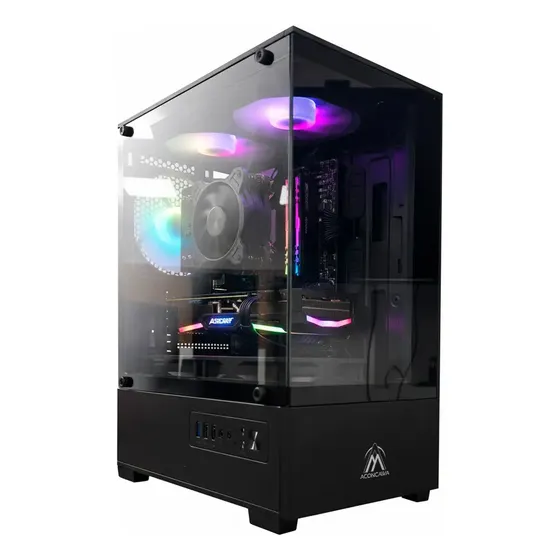 Gabinete Gamer Aconcawa Aura V1 5 Cooler Rgb Templado 600w Negro