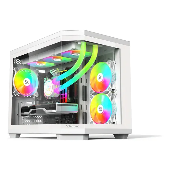 Gabinete Gamer Solarmax W951 Coolers Vidrio Templado Color Blanco
