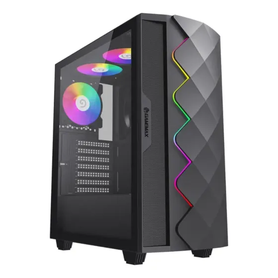 Gabinete Mid Tower Gamemax Diamond Cp Bk 1 Fan Argb Vidrio Templado
