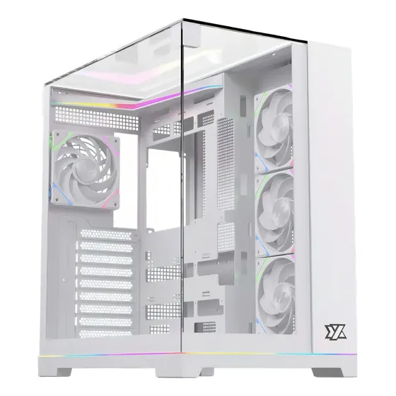 Gabinete Mid Tower Gamer XYZ Tesseract Blanco ARGB 4 Ventiladores USB-C