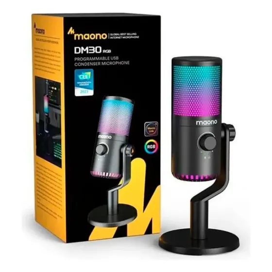 Micrófono Condenser Usb Gaming Streaming Led Rgb Maono Dm30 Negro
