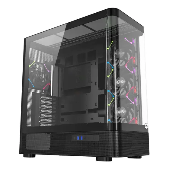 Gabinete Mid Tower Gamer XYZ Quantum Panoramic con Panel Curvo para