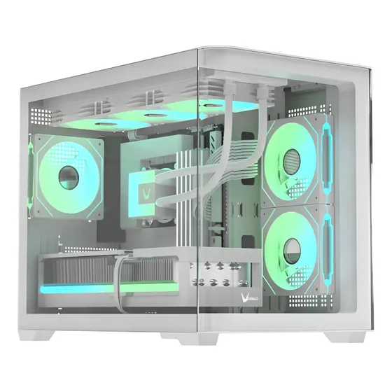 Gabinete Gamer Formula V Line Crystal U2m Floe White Blanco