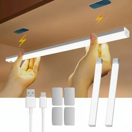 2 Barras Luz Led 30cm Sensor Movimiento Bajo Gabinete Usb