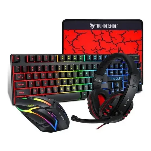 T-Wolf Tf800 Kit Teclado + Mouse + Audifonos + Mousepad Iluminado
