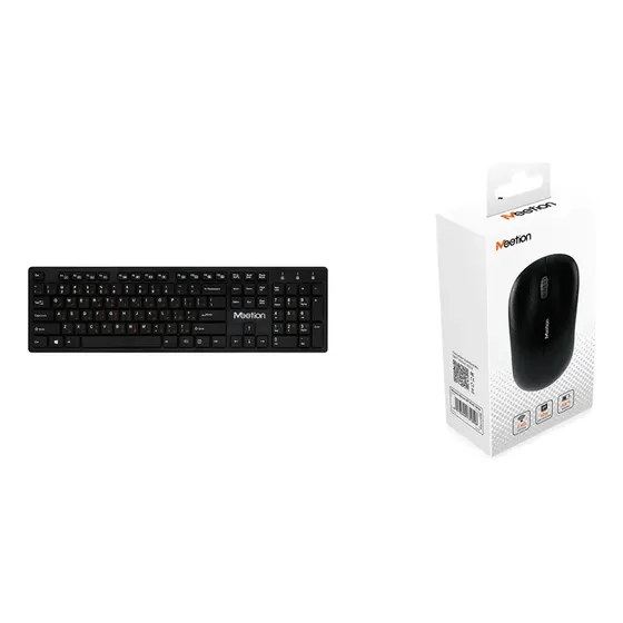 Kit Meetion: Teclado Y Mouse Inalámbricos 2.4g Negro Español 1600dpi Wk841 + R545 Oficina Pc