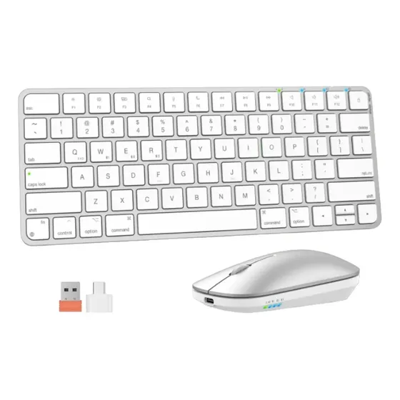 Kit Teclado y Mouse Inalámbricos Meetion Blanco Bluetooth y USB-C C210