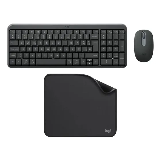 Teclado + Mouse Logitech Mk250 + Mouse Pad Studio Series Negro