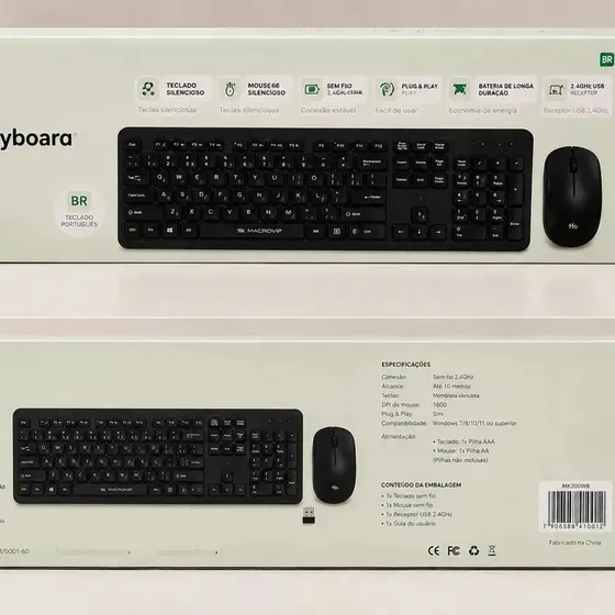 Kit de teclado y ratón inalámbricos Macrovip MK200wb Silent Black