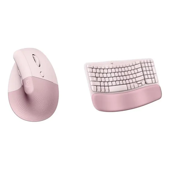 Teclas Logitech Wave Y Ratón Vertical Con Elevación Rosa