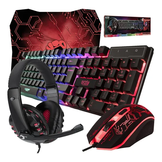 Combo Gamer Teclado Mouse Auriculares Y Mousepad Led Rgb