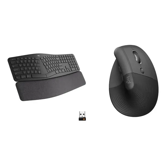 Kit Logitech Teclado Y Mouse Ergo K860 + Mouse Lift Negro