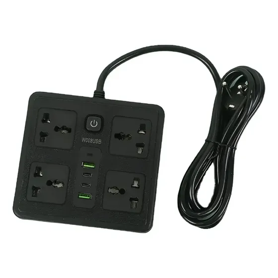 Zapatilla Universal 2500w 4 Enchufes + 2 Usb + 2 Puerto C