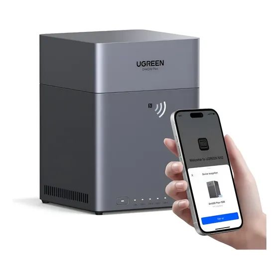 NAS 4 Bahias NASync UGREEN - 8 nucleos 8 GB RAM 128 TB - 1 GbE RJ45 - RAID - USB C y HDMI 4K - Servidor Nube Privada y Dock Seguridad - Almacenamiento - Backup - No incluye disco rigido - DH4300-95989