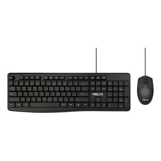 Kit Teclado + Mouse Kelyx Usb Chip Óptico Cableado Negro