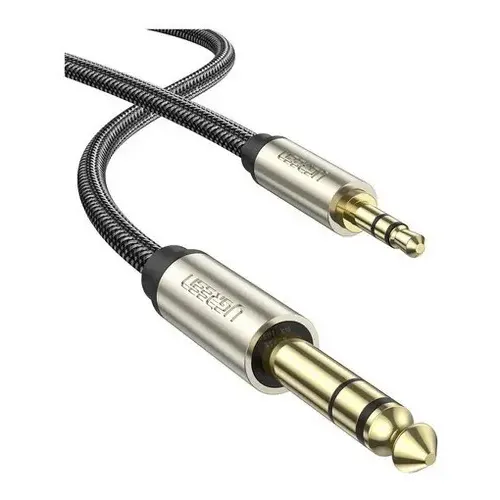 Cable adaptador Plug 3.5 mm a 6.5 mm Ugreen - 2 Metros Trenzado - Cable Audio Auxiliar TRS Hi-Fi - Auriculares / Amplificador / Guitarra / Bajo / Consola DJ / Instrumento / Piano Mixer - AV127-10628