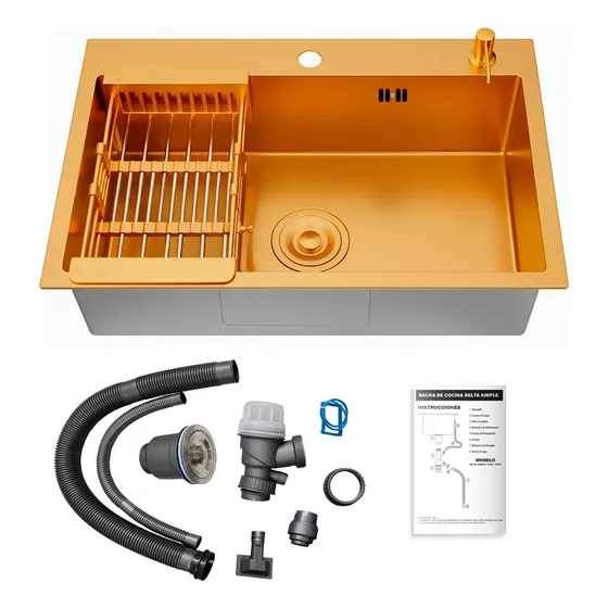 Bacha Pileta Cocina 55cm Acero Inox 304 Pulido Delta Tawak