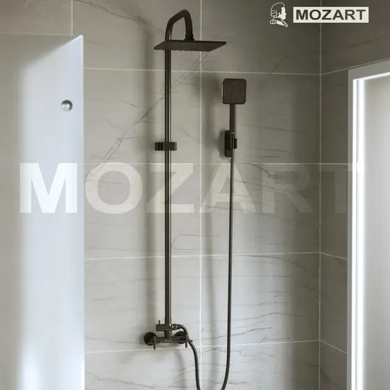Columna de ducha doble comando exterior Mozart Clasica color negro 9308