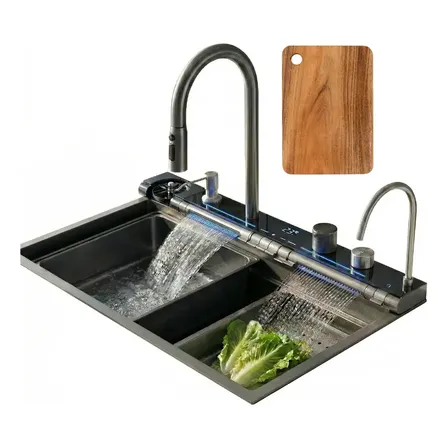 Bacha De Cocina Acero Inteligente Digital Temperatura Dyvan Negro