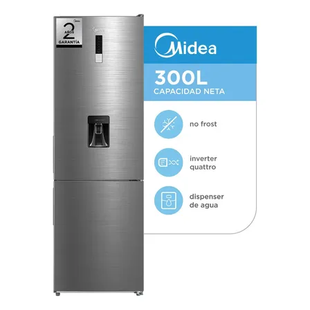 Heladera Midea Combi No Frost Inverter 300L Buru Steel