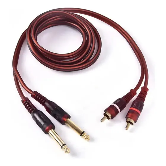 Cable Audio 2 Rca A 2 Plug 6 35 Mm 5 M Ofc Para Amplificador