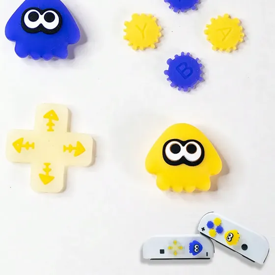 Set Tapas Joystick Y Botones Para Switch/oled Amarillo Azul