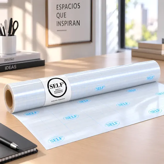 Rollo Papel Contact Pvc Autoadhesivo Transparente 45cmx10mt