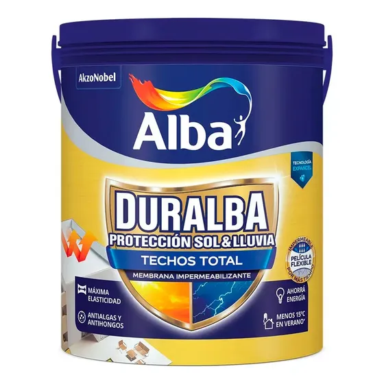 Membrana Impermeabilizante Alba Duralba Techos Total 20kg Blanco Satinado